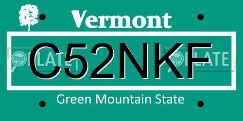 C52NKF Vermont License Plate