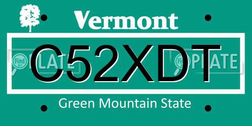 C52XDT Vermont License Plate