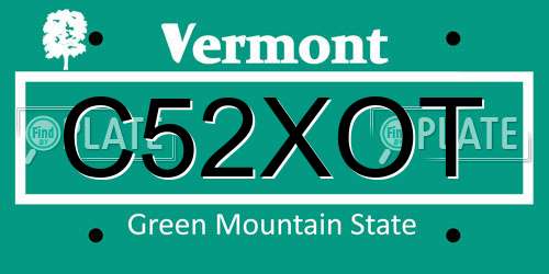 C52XOT Vermont License Plate