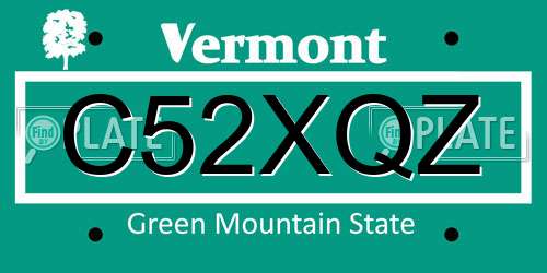 C52XQZ Vermont License Plate