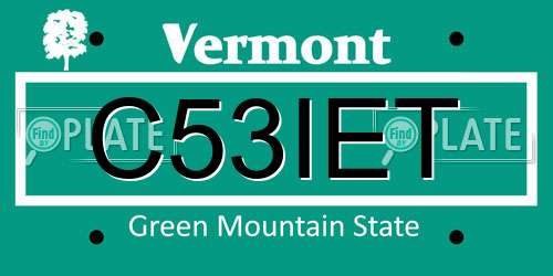 C53IET Vermont License Plate