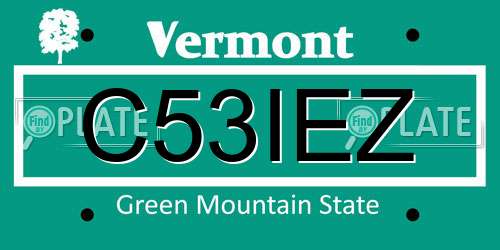 C53IEZ Vermont License Plate