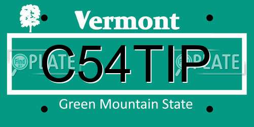C54TIP Vermont License Plate