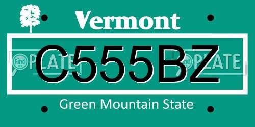 C555BZ Vermont License Plate