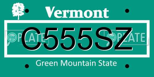 C555SZ Vermont License Plate