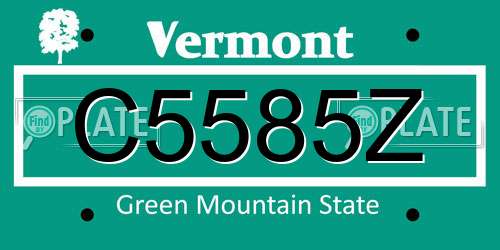 C5585Z Vermont License Plate