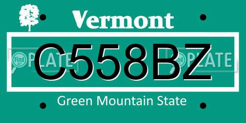C558BZ Vermont License Plate