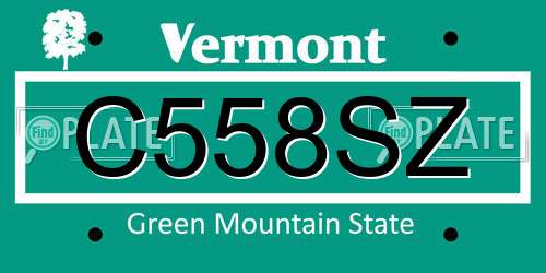 C558SZ Vermont License Plate