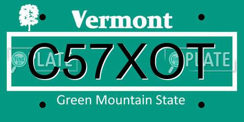 C57XOT Vermont License Plate