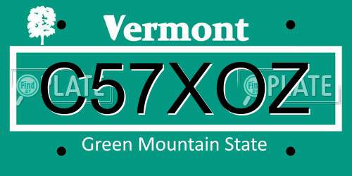 C57XOZ Vermont License Plate