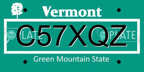 C57XQZ Vermont License Plate