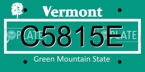 C5815E Vermont License Plate