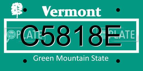 C5818E Vermont License Plate