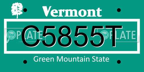 C5855T Vermont License Plate