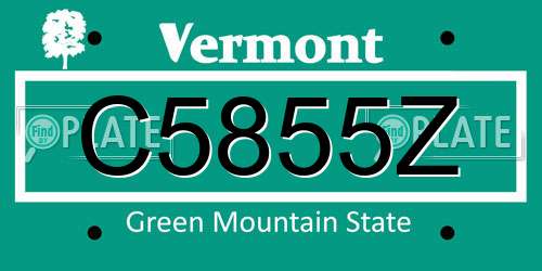C5855Z Vermont License Plate