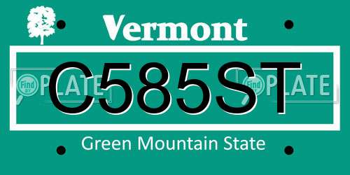 C585ST Vermont License Plate