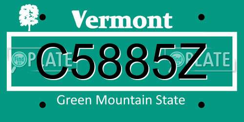 C5885Z Vermont License Plate