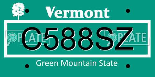 C588SZ Vermont License Plate