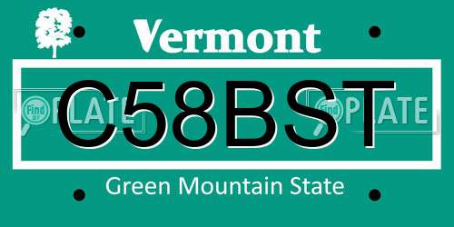 C58BST Vermont License Plate