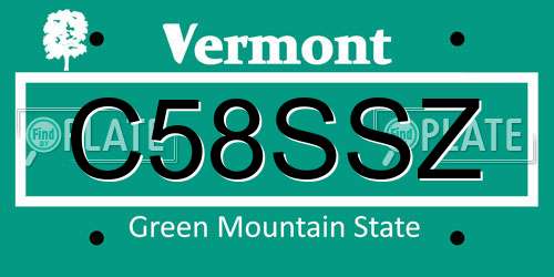 C58SSZ Vermont License Plate