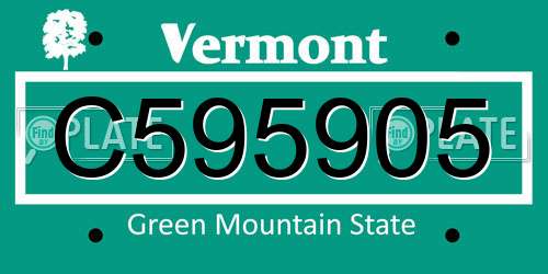 C595905 Vermont License Plate