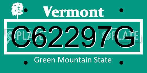 C62297G Vermont License Plate