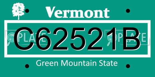 C62521B Vermont License Plate