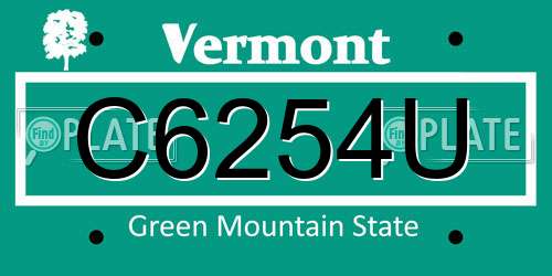 C6254U Vermont License Plate