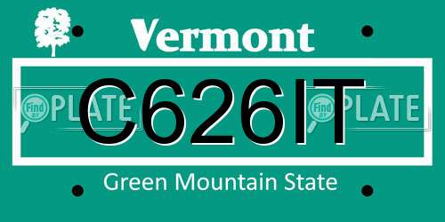 C626IT Vermont License Plate