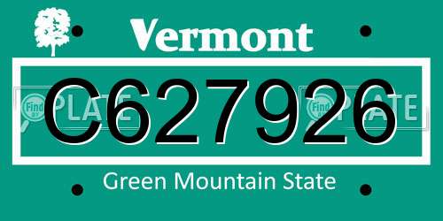 C627926 Vermont License Plate