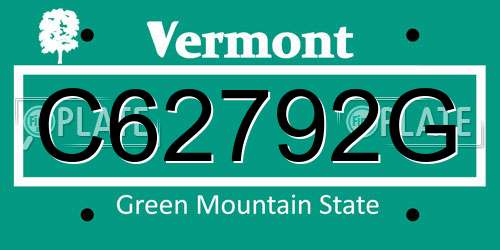 C62792G Vermont License Plate