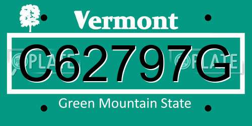 C62797G Vermont License Plate