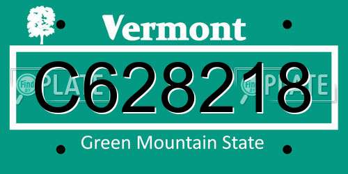 C628218 Vermont License Plate