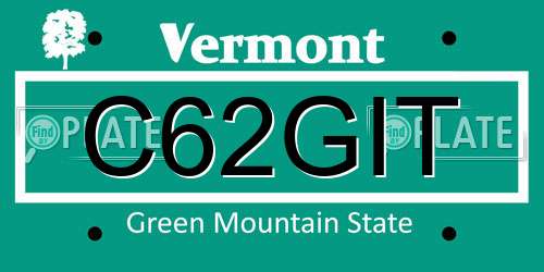 C62GIT Vermont License Plate