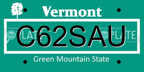 C62SAU Vermont License Plate