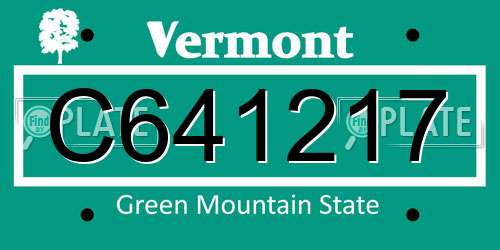 C641217 Vermont License Plate