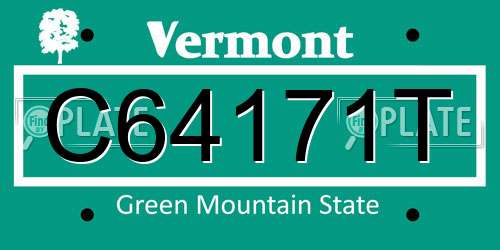 C64171T Vermont License Plate