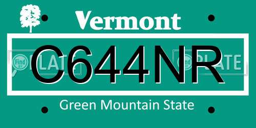 C644NR Vermont License Plate