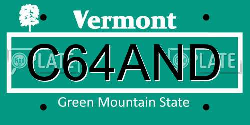 C64AND Vermont License Plate