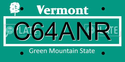 C64ANR Vermont License Plate