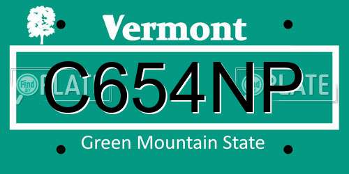 C654NP Vermont License Plate