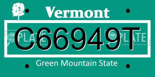 C66949T Vermont License Plate
