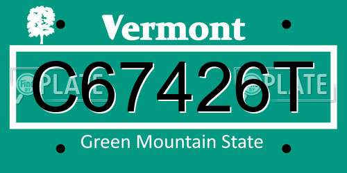 C67426T Vermont License Plate