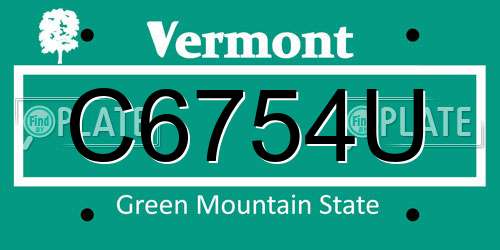 C6754U Vermont License Plate
