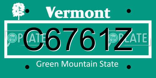 C6761Z Vermont License Plate