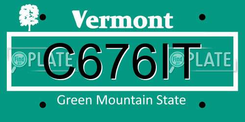 C676IT Vermont License Plate