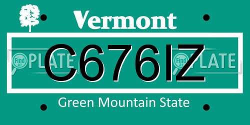 C676IZ Vermont License Plate
