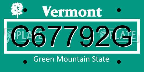 C67792G Vermont License Plate