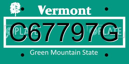 C67797G Vermont License Plate