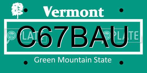 C67BAU Vermont License Plate